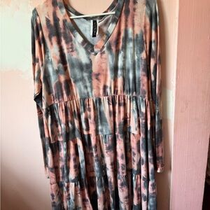 Tie-Dye V-Neck Dress